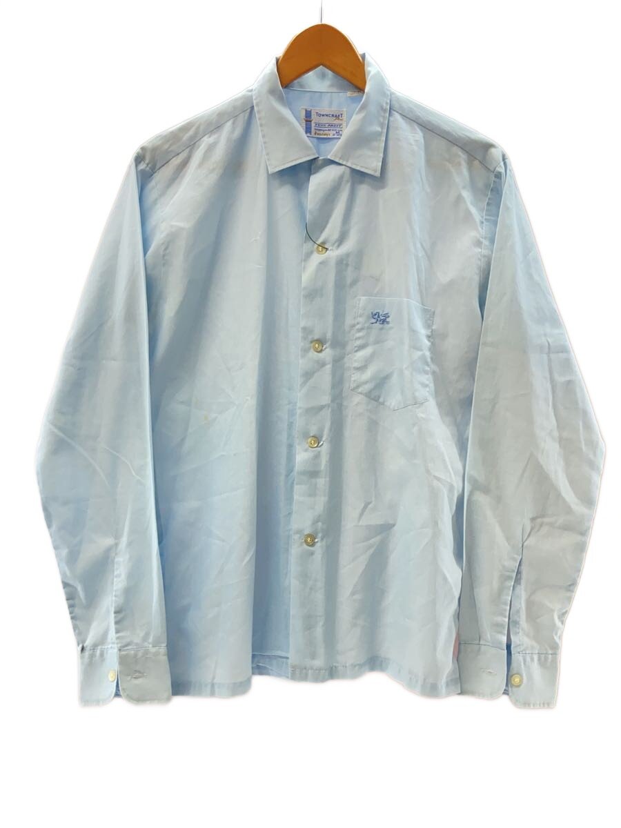 【中古】TOWN CRAFT◆60s/開襟シャツ/オープンカラー/長袖シャツ/M/コットン/ブルー【メンズウェア】｜2ｎｄ STREET 店