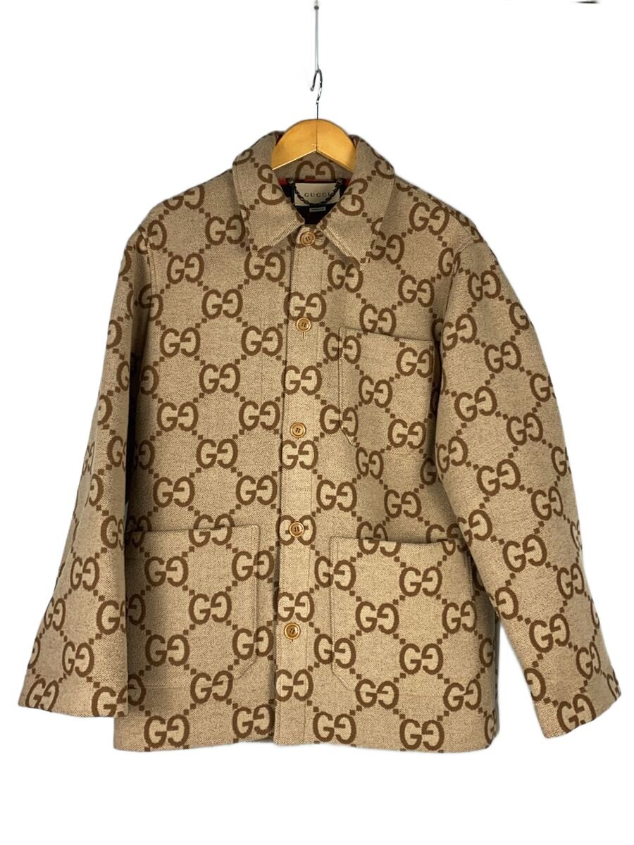 【中古】GUCCI◆カバーオール/46/ウール/BEG/ジャンボGGキャンバスジャケット/22AW【メンズウェア】|2nd STREET 店