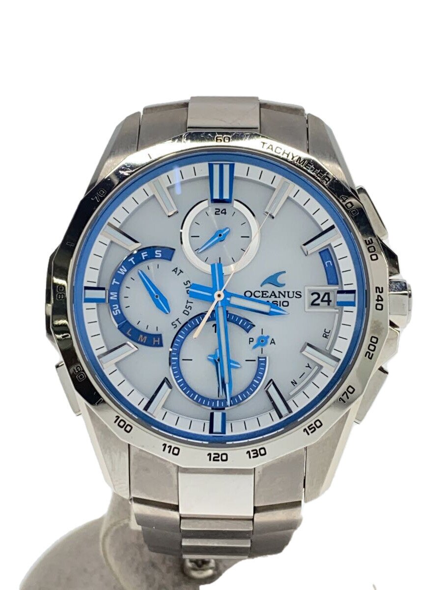 【中古】CASIO◆ソーラーウオッチ/アナログ/白いこと/しろがね色/0CW-S4000【服飾雑貨他】