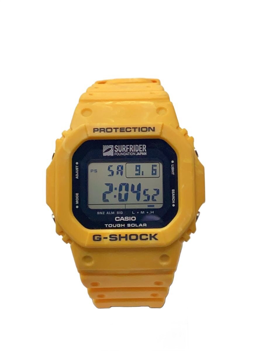 【中古】CASIO◆ソーラーウオッチ_G-SHOCK/デジアナ/天然ゴム/BLK/YLW/SS【服飾雑貨他】