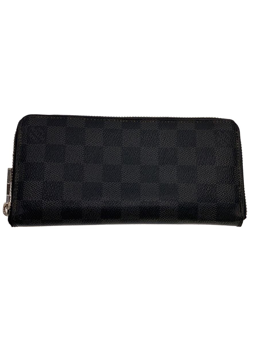 【中古】LOUIS VUITTON◆ジッピー・ウォレット・ヴェルティカル_ダミエ・グラフィット/PVC/BLK/チェック/メンズ【服飾雑貨他】