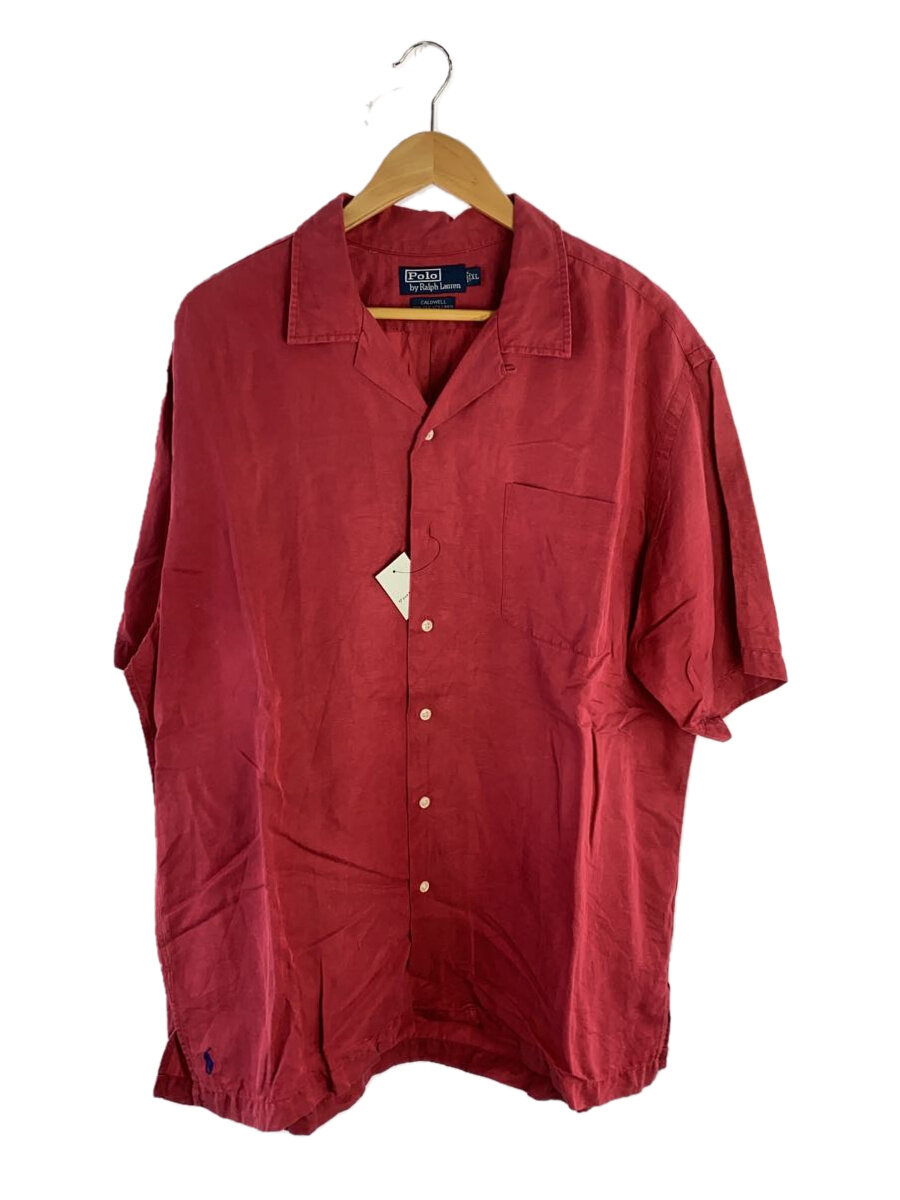 【中古】POLO RALPH LAUREN◆公々然たる色合い/CALDWELL/半袖ティーシャツ/XL/絹地/RED/絹地リネン/裾刺しゅう//【メンズウェア】
