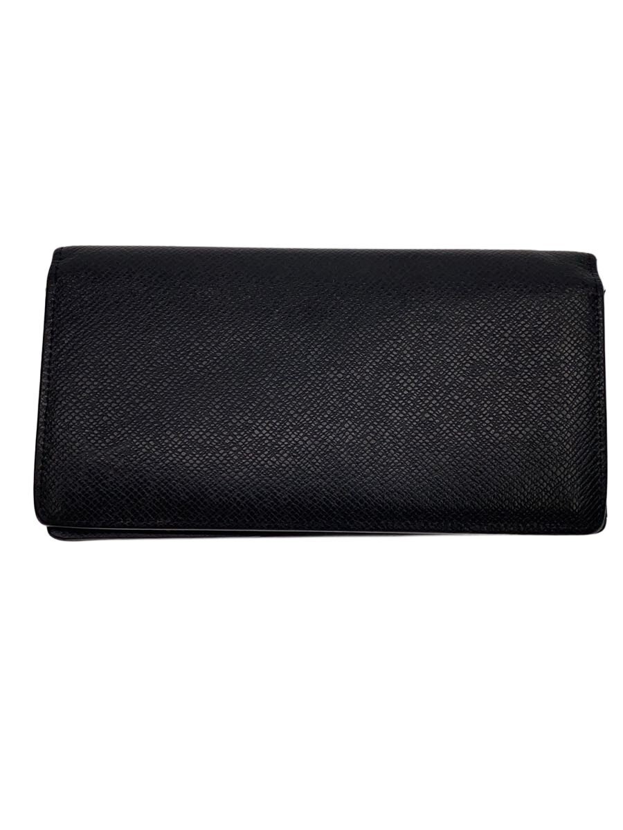 【中古】LOUIS VUITTON◆ポルト・フォイユ・プラザ_タイガ/レザー/BLK/無地/メンズ//【服飾雑貨他】