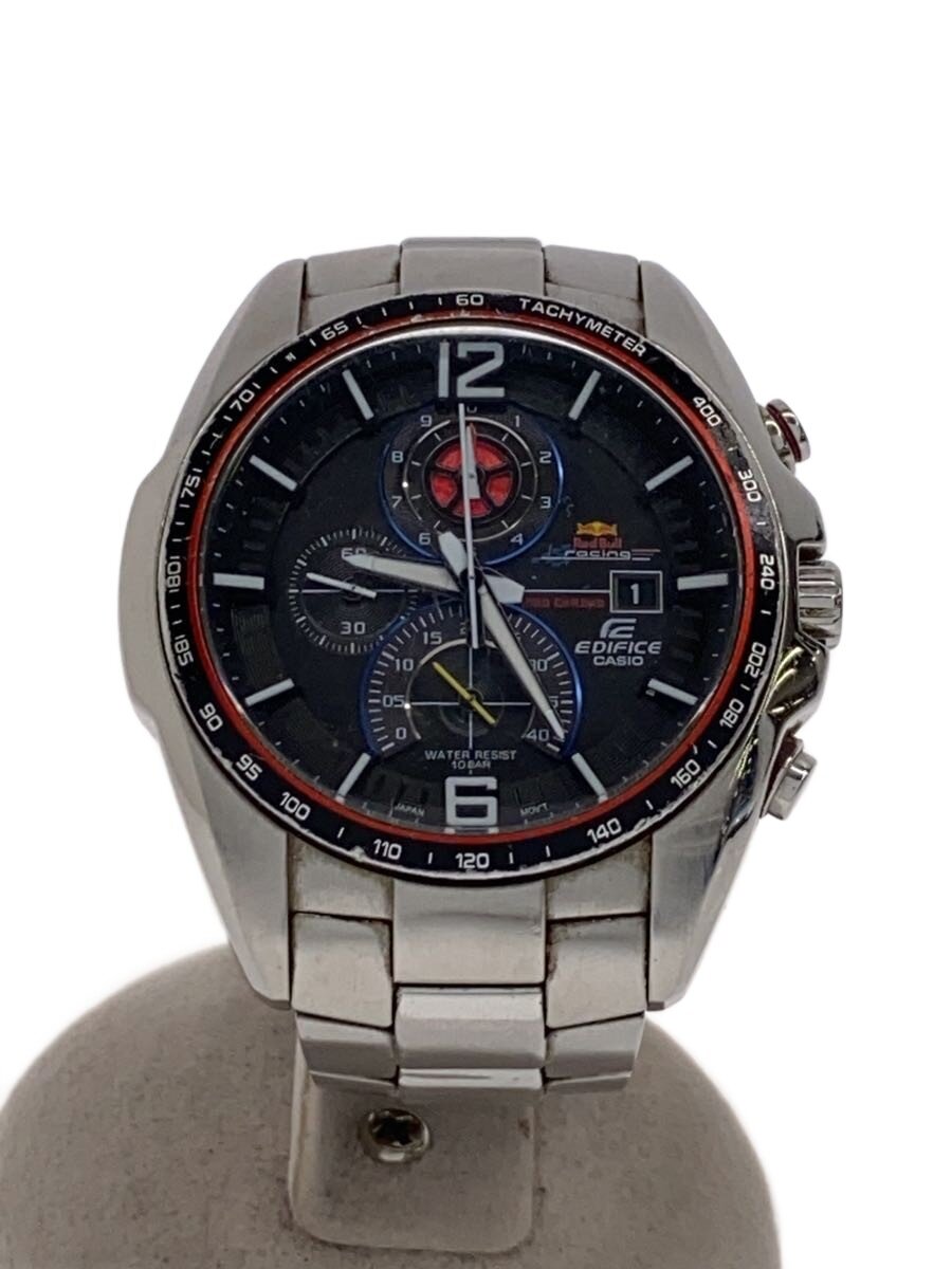 【中古】CASIO◆石英ウオッチ/アナログ/ステンレス鋼/BLK/SLV/EFR-528RB【服飾雑貨他】