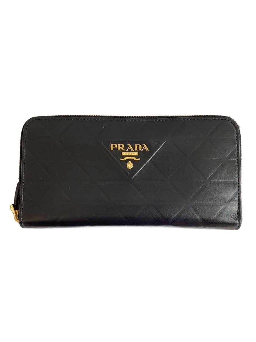 【中古】PRADA◆長金入れ/なめし革/BLK/メンズ/IML【服飾雑貨他】
