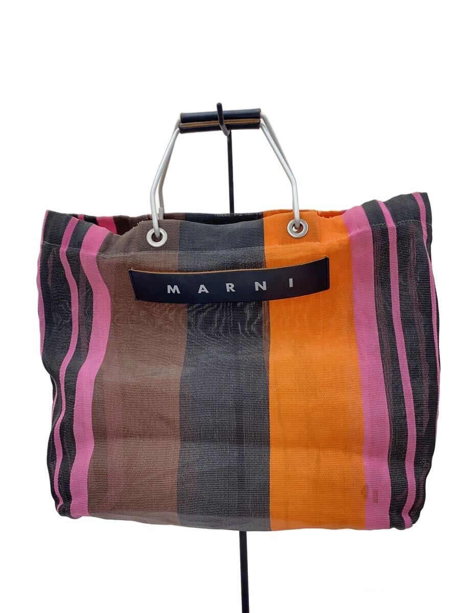 【中古】MARNI◆御徒面子/PVC/BLK/縞模様【御徒面子】