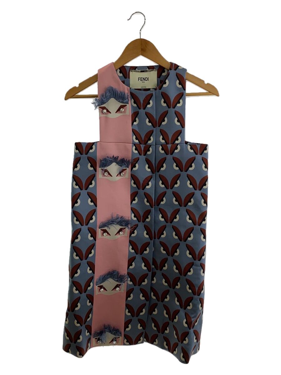 【中古】FENDI◆変わり種/ノースリーブ衣装/0/ポリエステル/BLU/総柄/FF8098 4UK【レディースお召しもの】