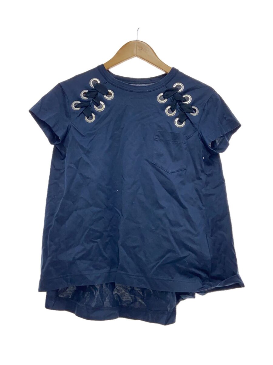 【中古】sacai◆半袖カットソー/1/綿織物/NVY/無地/18-03647【レディース御召しもの】