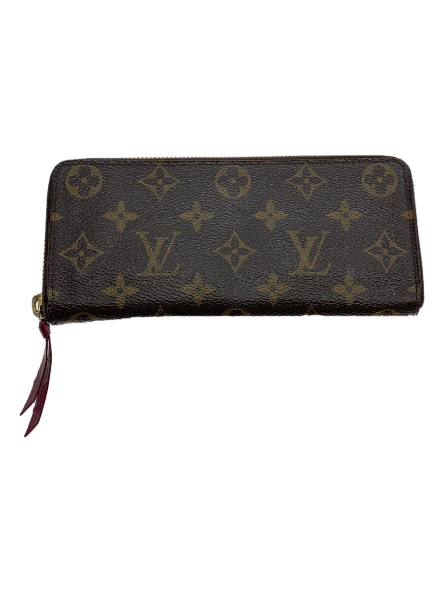 【中古】LOUIS VUITTON◆ポルト・フォイユ・クレマンス_モノグラム・キャンバス_ブラウン_フューシャ/PVC/ブラウン/レディース【服飾雑貨他】