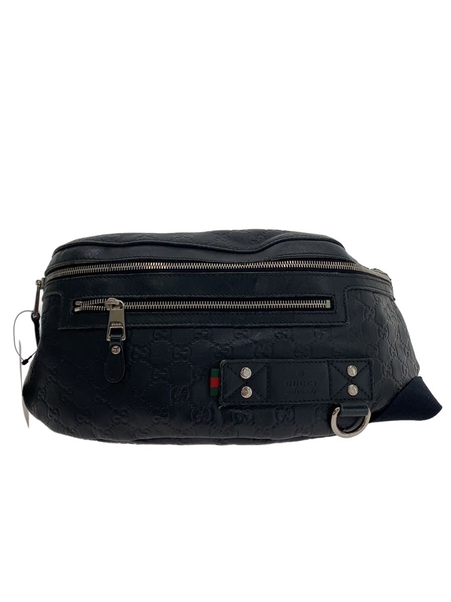 【中古】GUCCI◆酉の方角御徒面子_グッチシマ/なめし革/黒いこと/総柄【御徒面子】