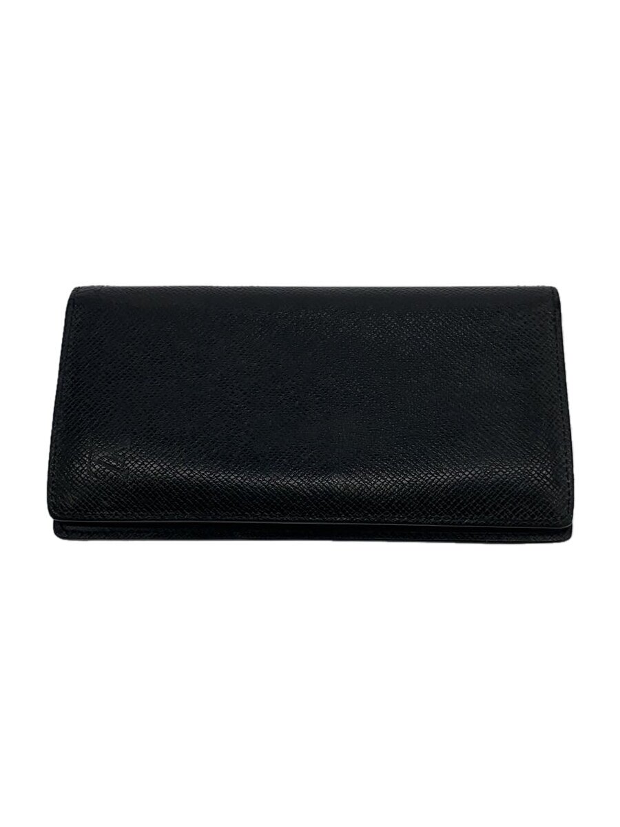 【中古】LOUIS VUITTON◆ポルト・フォイユ・ブラザ_タイ王国ガ/牛皮/BLK/メンズ【服飾雑貨他】