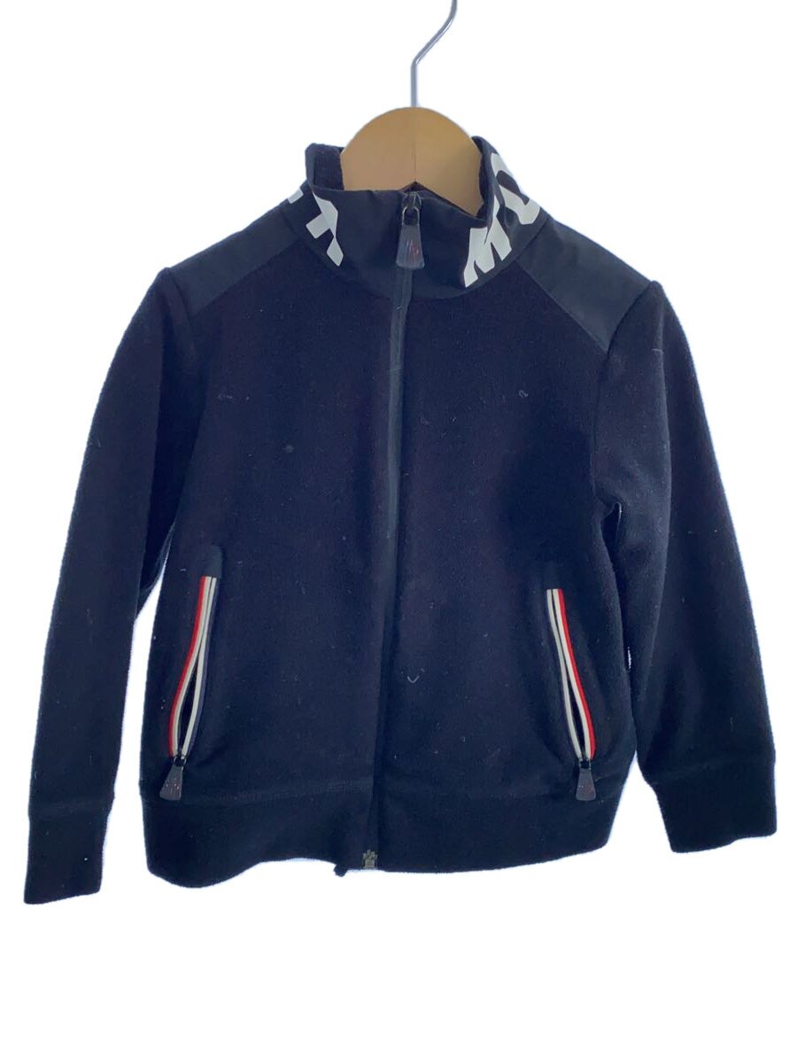【中古】MONCLER◆フリースジャケット/110珊/ポリエステル/BLK/無地【キッズ】