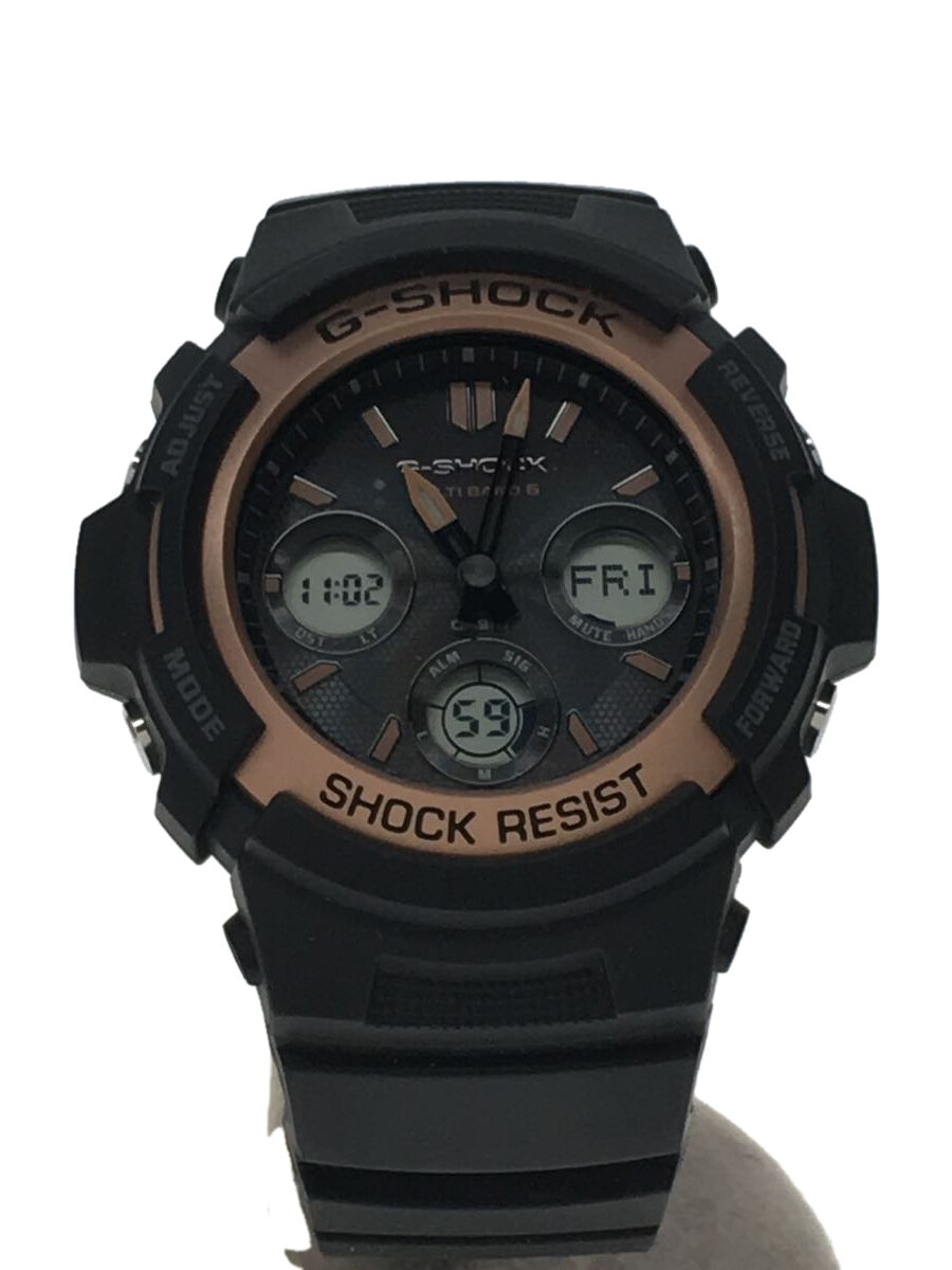 【中古】CASIO◆ソーラーウオッチ_G-SHOCK/アナログ/天然ゴム/BLK/BLK【服飾雑貨他】