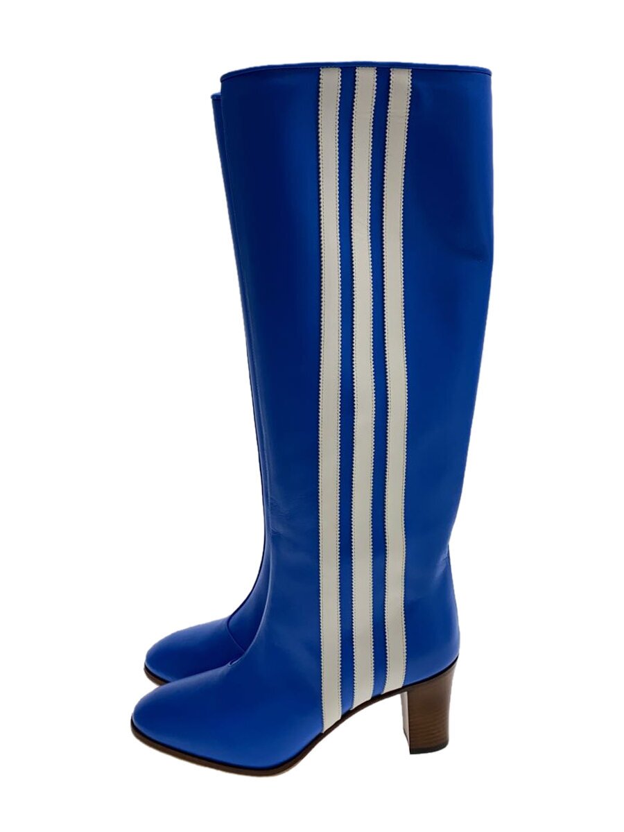 【中古】GUCCI◆73粍 Knee-High Boots/ブーツ/37.5/青色/なめし革/715584 AFE702341【シューズ】