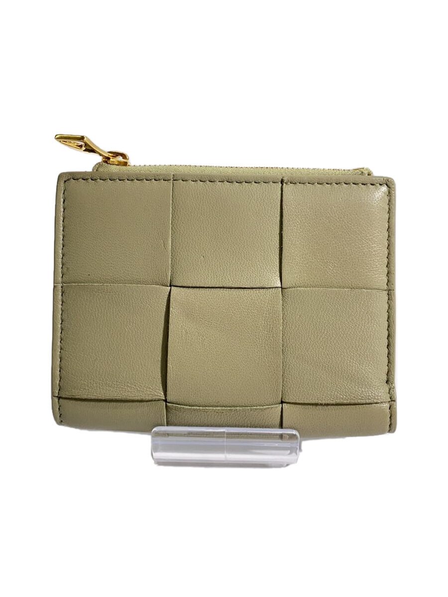 【中古】BOTTEGA VENETA◆CASSETTE/2つ折り札入れ/なめし革/KHK/レディース【服飾雑貨他】