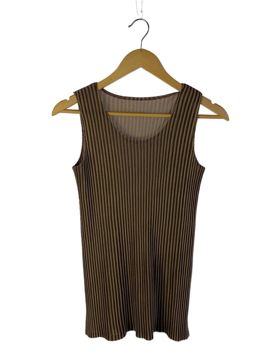 【中古】PLEATS PLEASE ISSEY MIYAKE◆ノースリーブカットソー/3/ポリエステル/BRW/PP01FK354【レディースお召しもの】