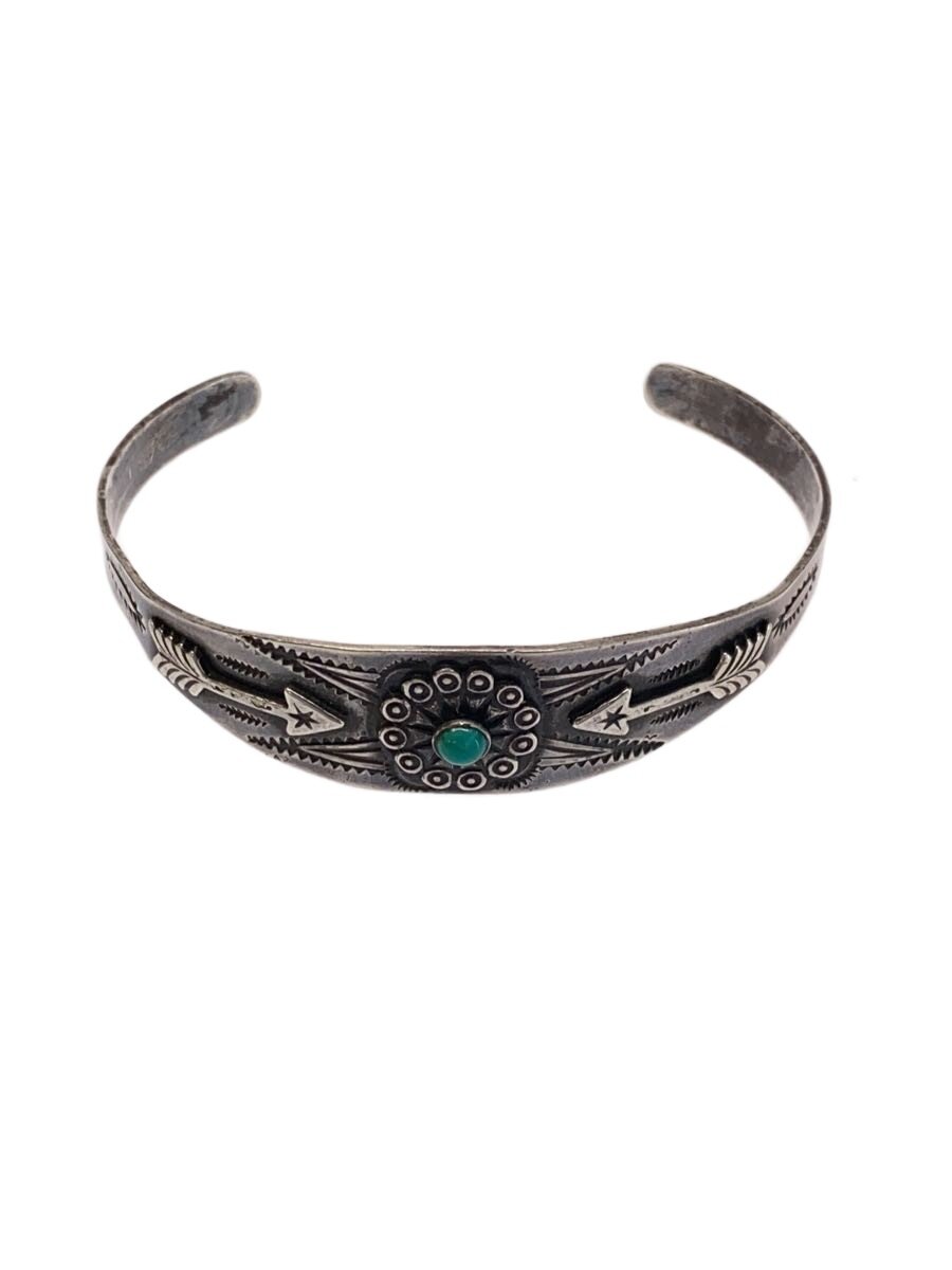 【中古】NAVAJO◆目じるし絶無/箭/スタンプワークバングル/青緑色/SLV/メンズ【服飾雑貨他】