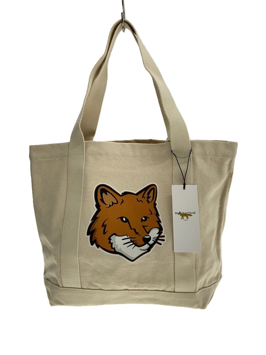 【中古】MAISON KITSUNE◆トートバッグ/帆布/IVO/きつね【御徒面子】