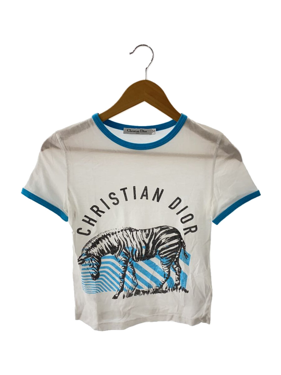 【中古】Christian Dior◆ティーシャツ/XS/綿織物/WHT/223T18A4499/22SS/縞馬【レディース御召しもの】
