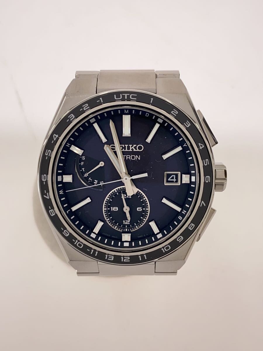 【中古】SEIKO◆ソーラーウオッチ/アナログ/チタン/NVY/SLV/SBXY039【服飾雑貨他】