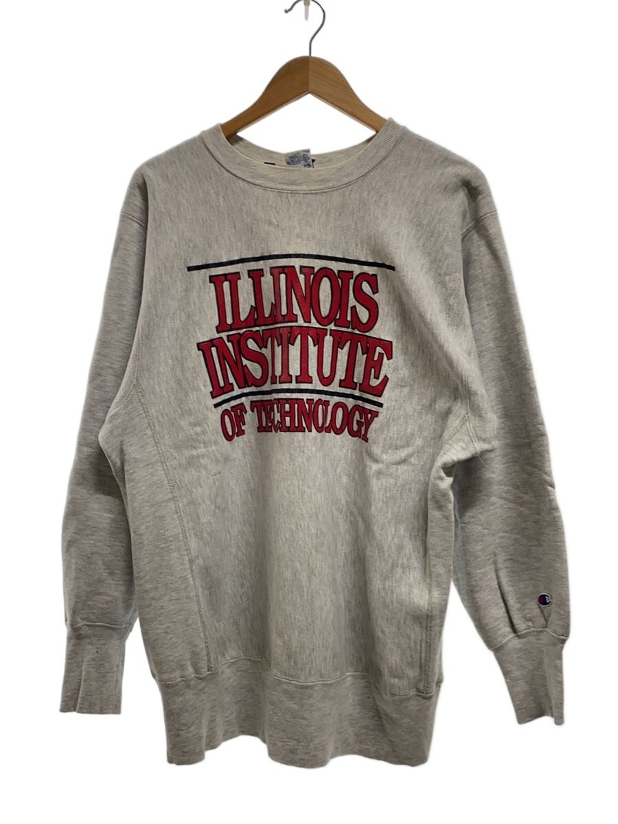 【中古】Champion◆90s/刺しゅう引き船/ILLINOIS/流汗/XL/綿織物/GRY【メンズウェア】