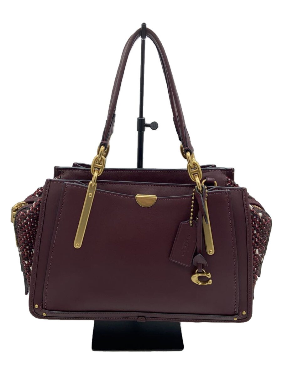 【中古】COACH◆ドジューサー/ツィード/ハンドバック/なめし革/BRD/無地/88579【御徒面子】