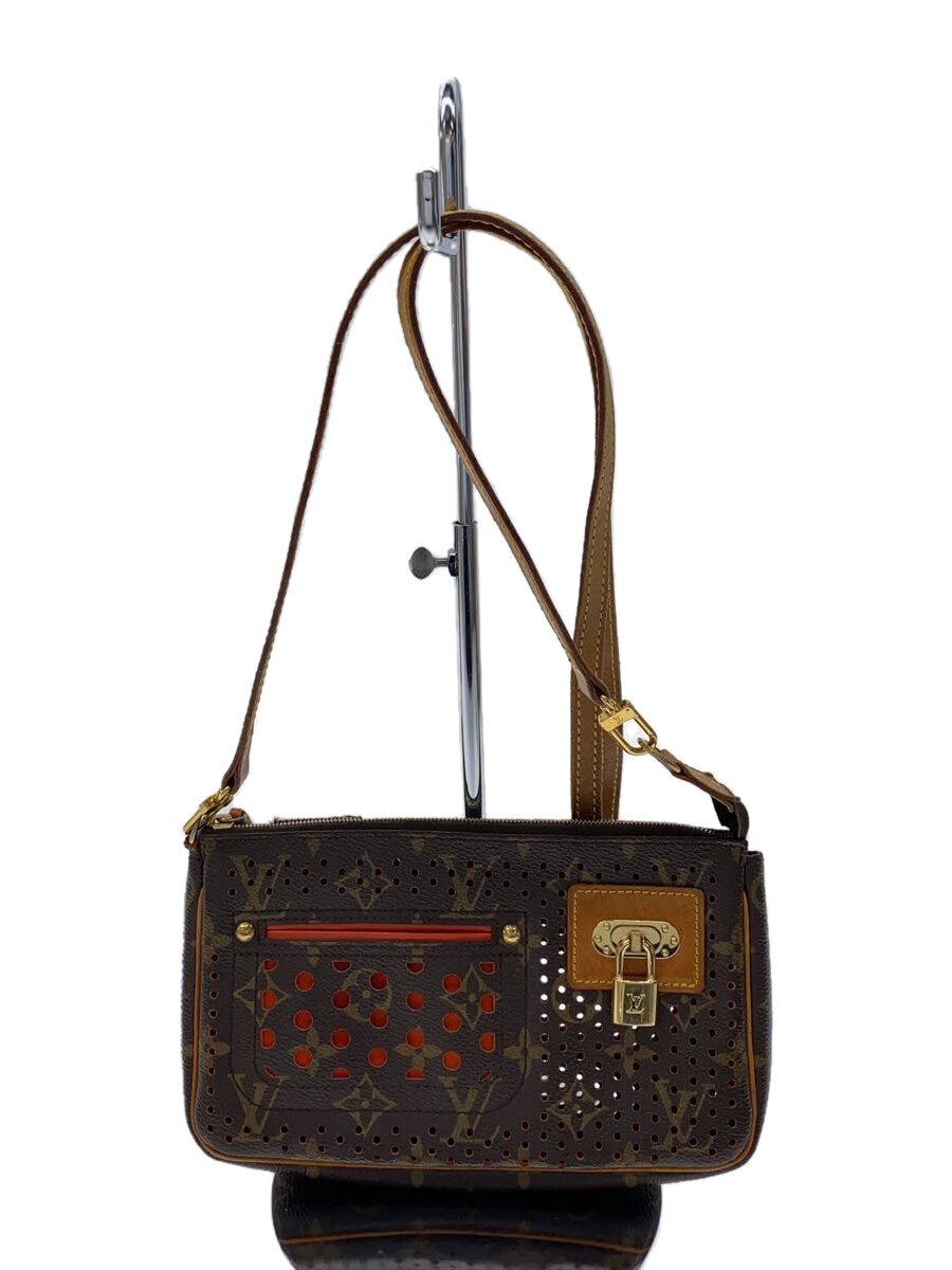 【中古】LOUIS VUITTON◆LOUIS VUITTON ルィヴィトン ポシェット・アクセソワール_モノグラム・ペルフォ_BRW/PVC【御徒面子】