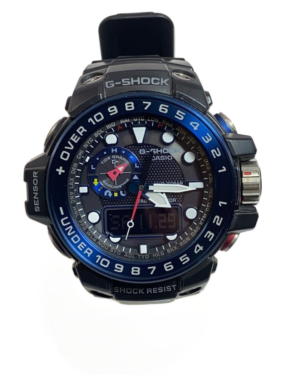 【中古】CASIO◆ソーラーウオッチ・G-SHOCK/デジアナ/BLK//【服飾雑貨他】