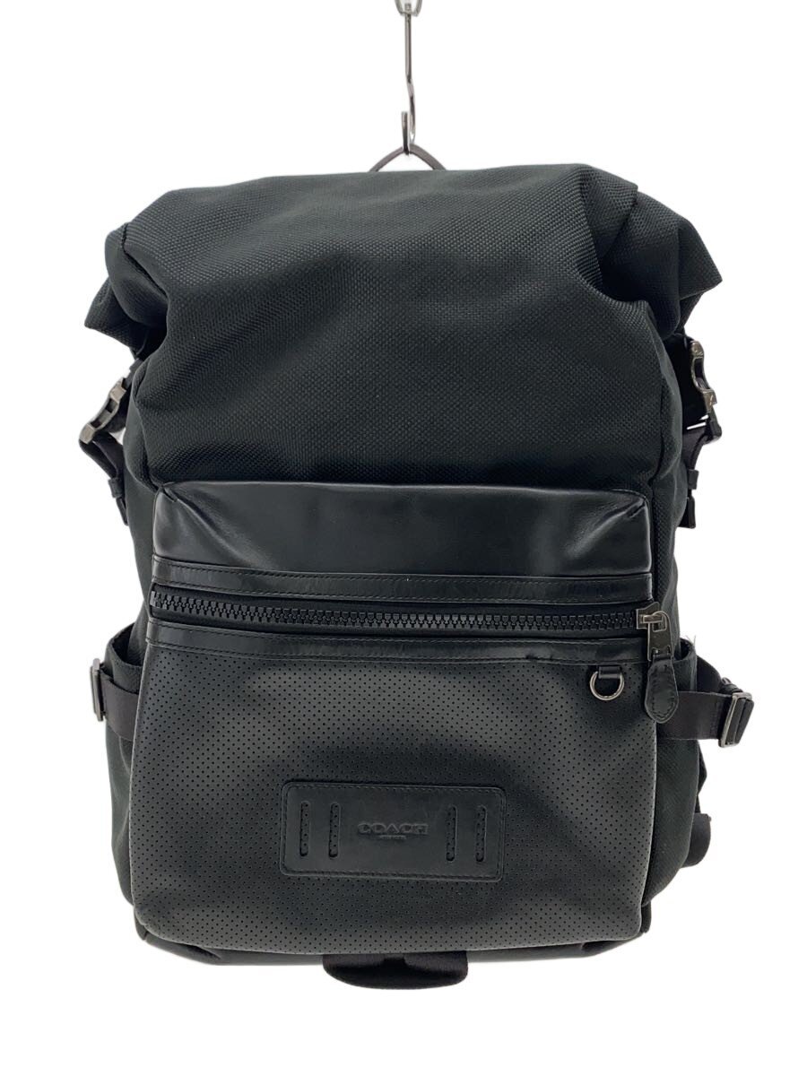 【中古】COACH◆背嚢/ナイロン/BLK/無地/F24676//【御徒面子】
