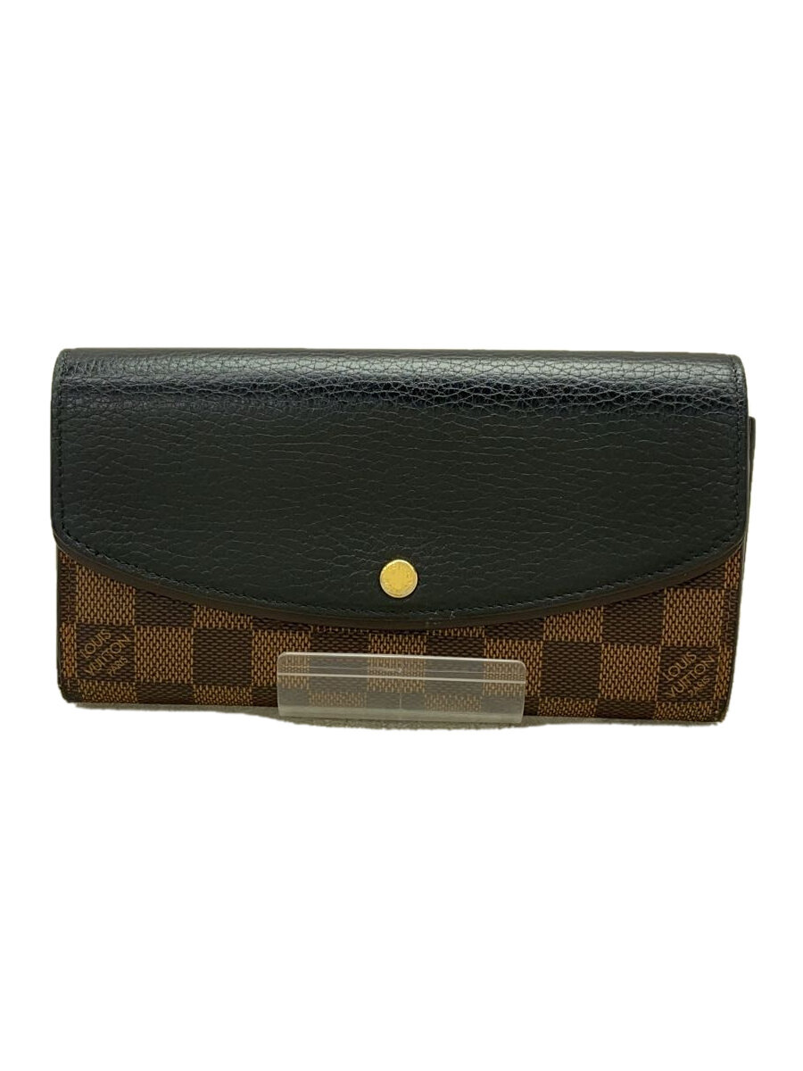 【中古】LOUIS VUITTON◆ポルト・フォイユ・ノルマンディ_トリヨン_ダミエ・エベヌ_BLK/PVC/BRW/メンズ/N61261//【服飾雑貨他】