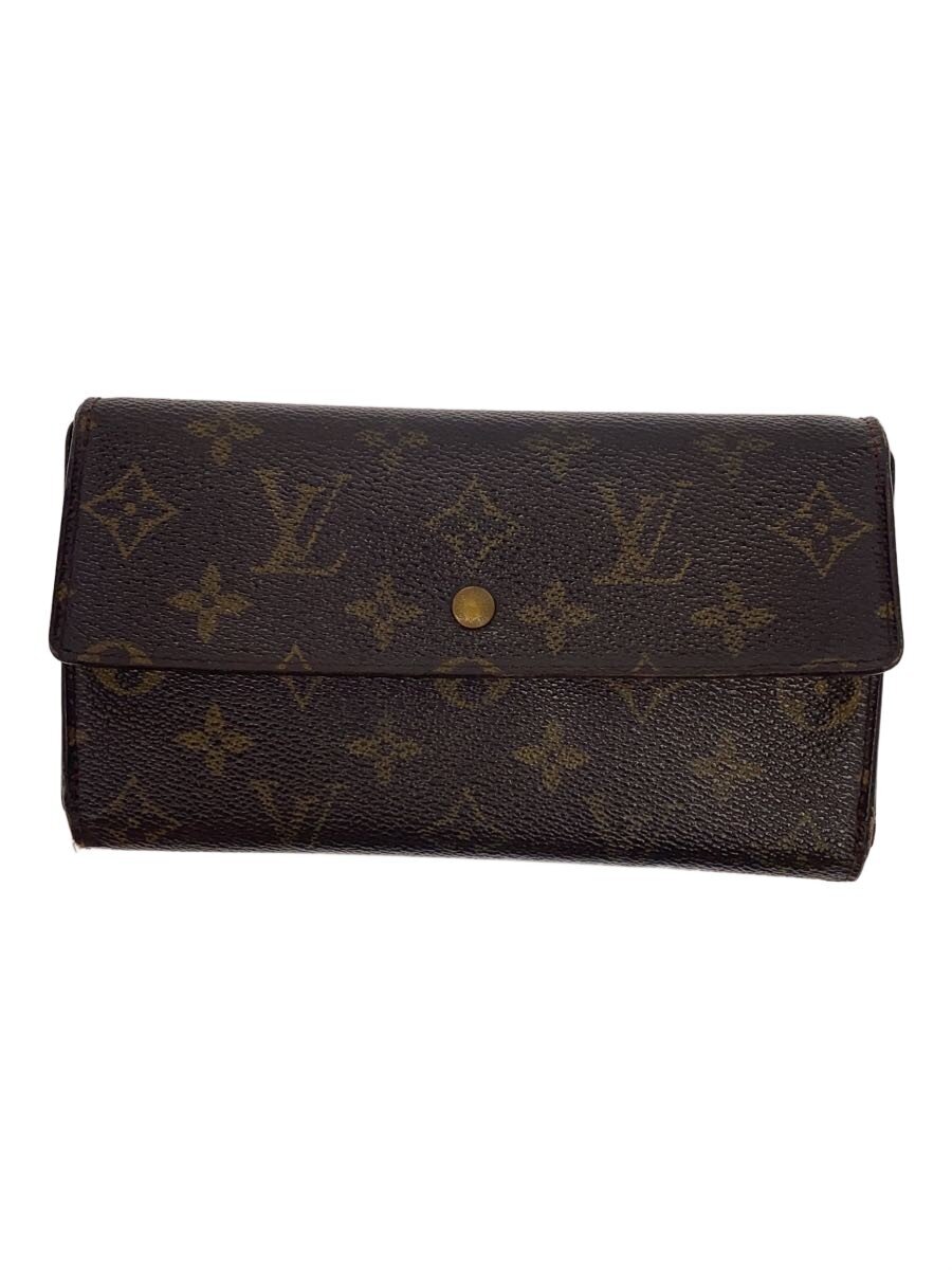 【中古】LOUIS VUITTON◆1)ポルト・トレゾール・インターナショナル_モノグラム・帆布/PVC/BRW/総柄/メンズ【服飾雑貨他】