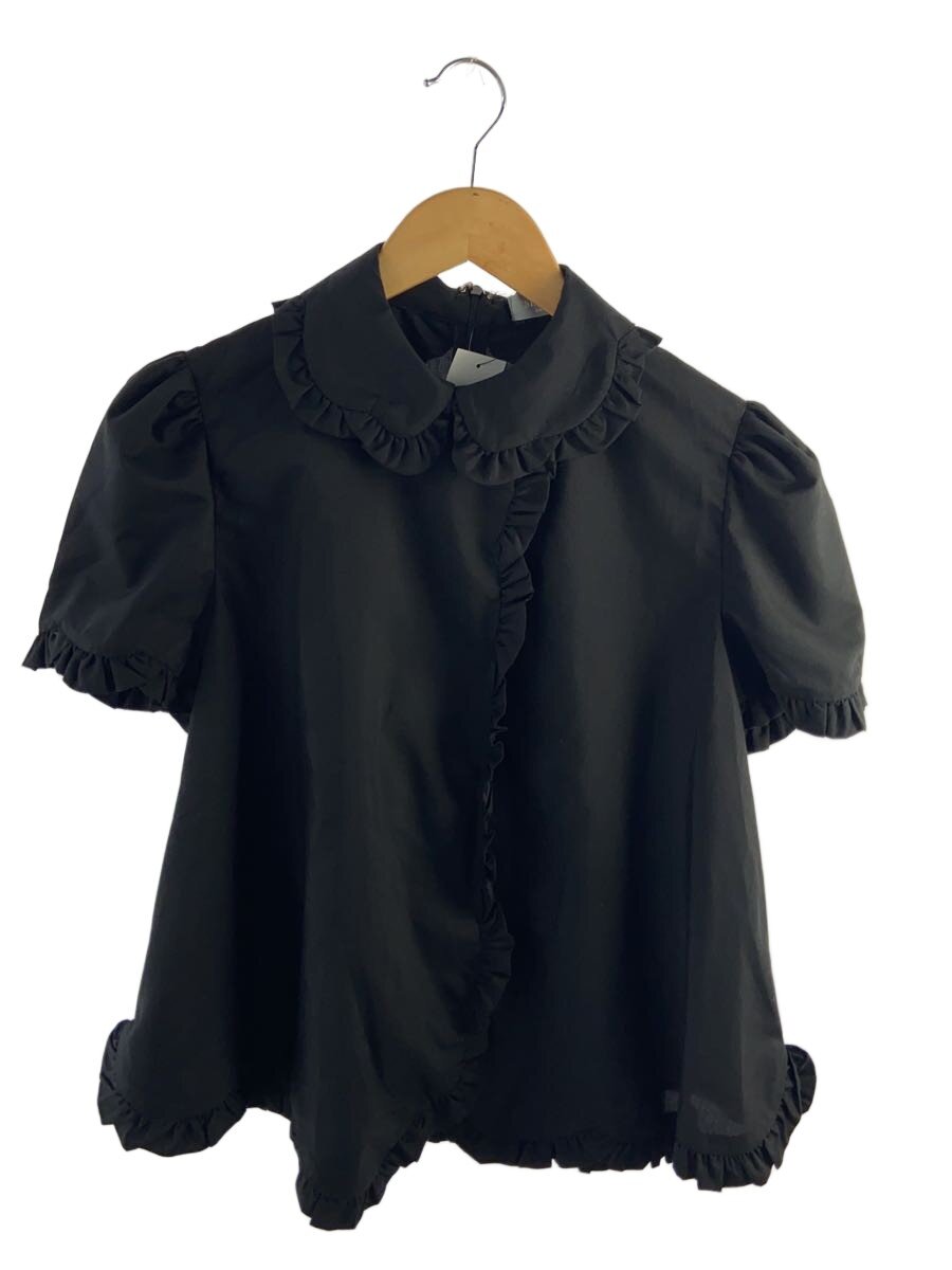 【中古】SEVEN TEN by MIHO KAWAHITO◆フリルスカラップシャツ/S/ポリエステル/BLK/7S119【レディースお召しもの】