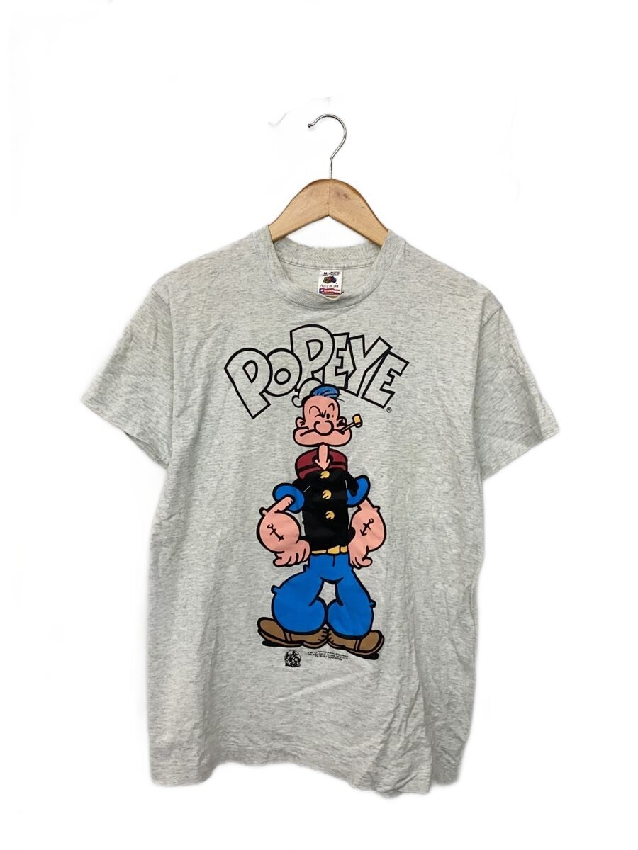 【中古】FRUIT OF THE LOOM◆プルオーバー/M/綿織物/GRY/POPEYE/90s/USA製【メンズウェア】