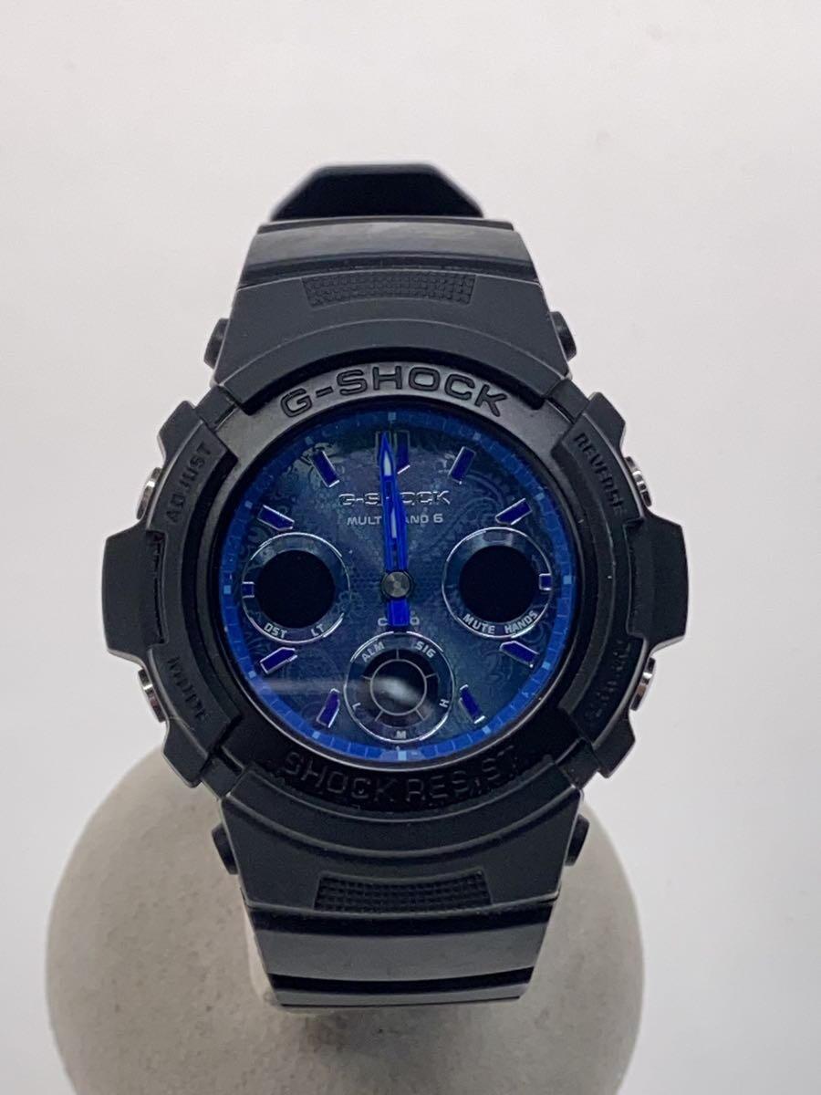 【中古】CASIO◆ソーラーウオッチ_G-SHOCK/デジアナ/BLU/BLK/AWG-M100SBP-1AJF//【服飾雑貨他】