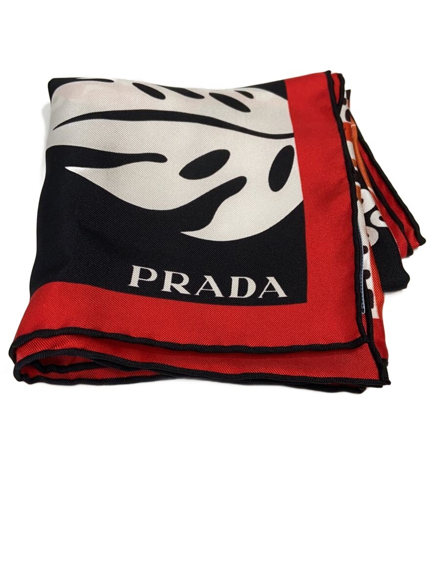 【中古】PRADA◆えり巻き/地絹/黒いこと/総柄/レディース【服飾雑貨他】