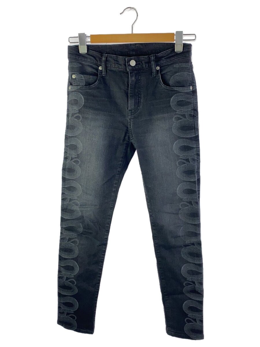 【中古】HYSTERIC GLAMOUR◆スキニーパンツ/25/ジーンズ/BLK/総柄/01251AP01/SNAKE LOOP【メンズウェア】