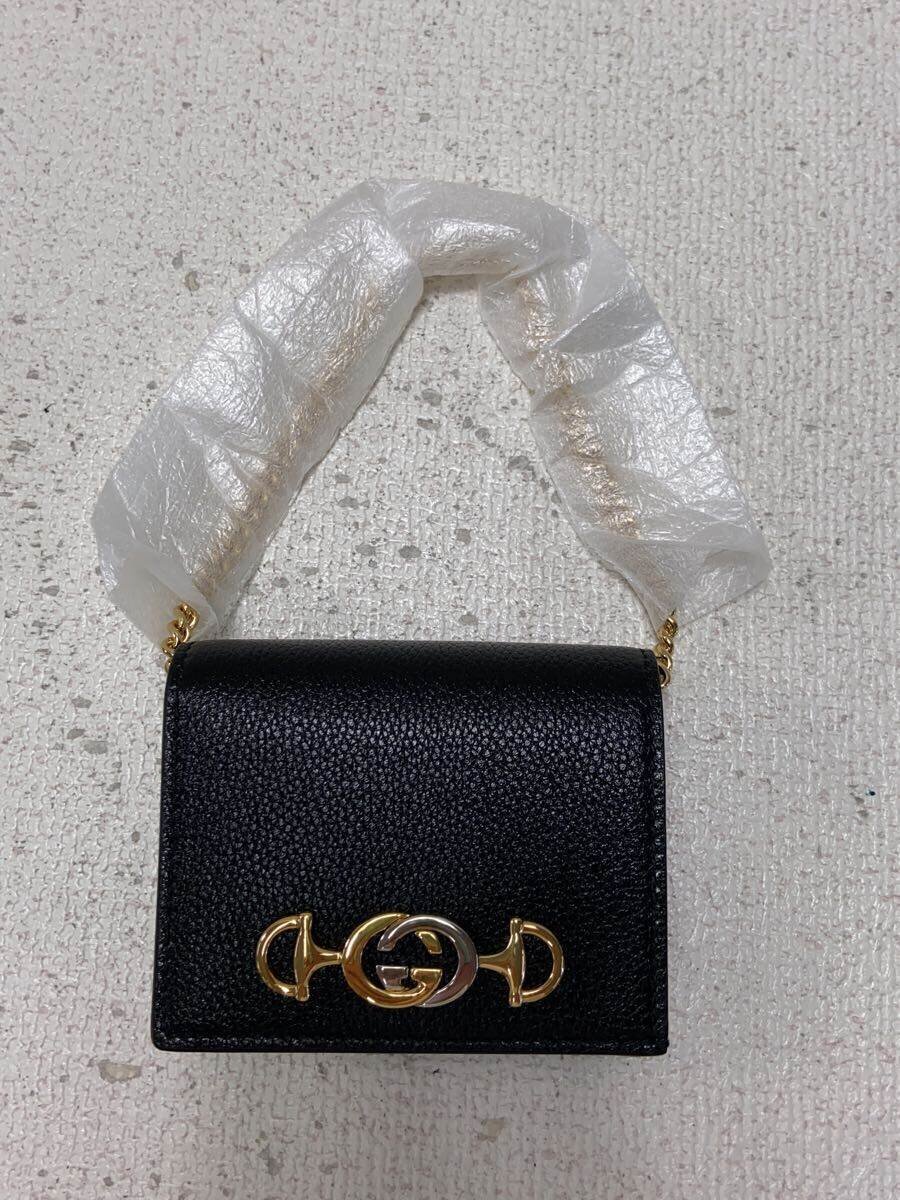 【中古】GUCCI◆チェーン・ショルダーウォレット_ズゥミ/レザー/BLK/無地/レディース【服飾雑貨他】｜2ｎｄ STREET 店 36,179円