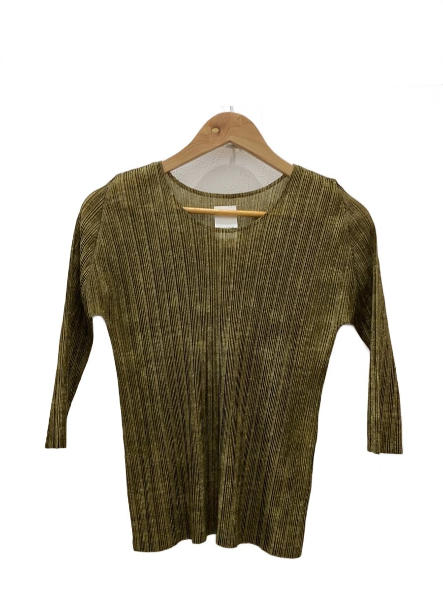 【中古】PLEATS PLEASE ISSEY MIYAKE◆7分袖カットソー/3/ポリエステル/KHK/無地/PP11-FK333//【レディースウェア】|2nd STREET 店