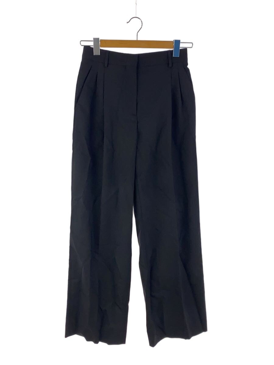 【中古】LOEWE◆WOOL GABARDINE 2-TUCK WIDE PANTS/ズボン下/36/羊毛/BLK/1720646【レディース御召しもの】