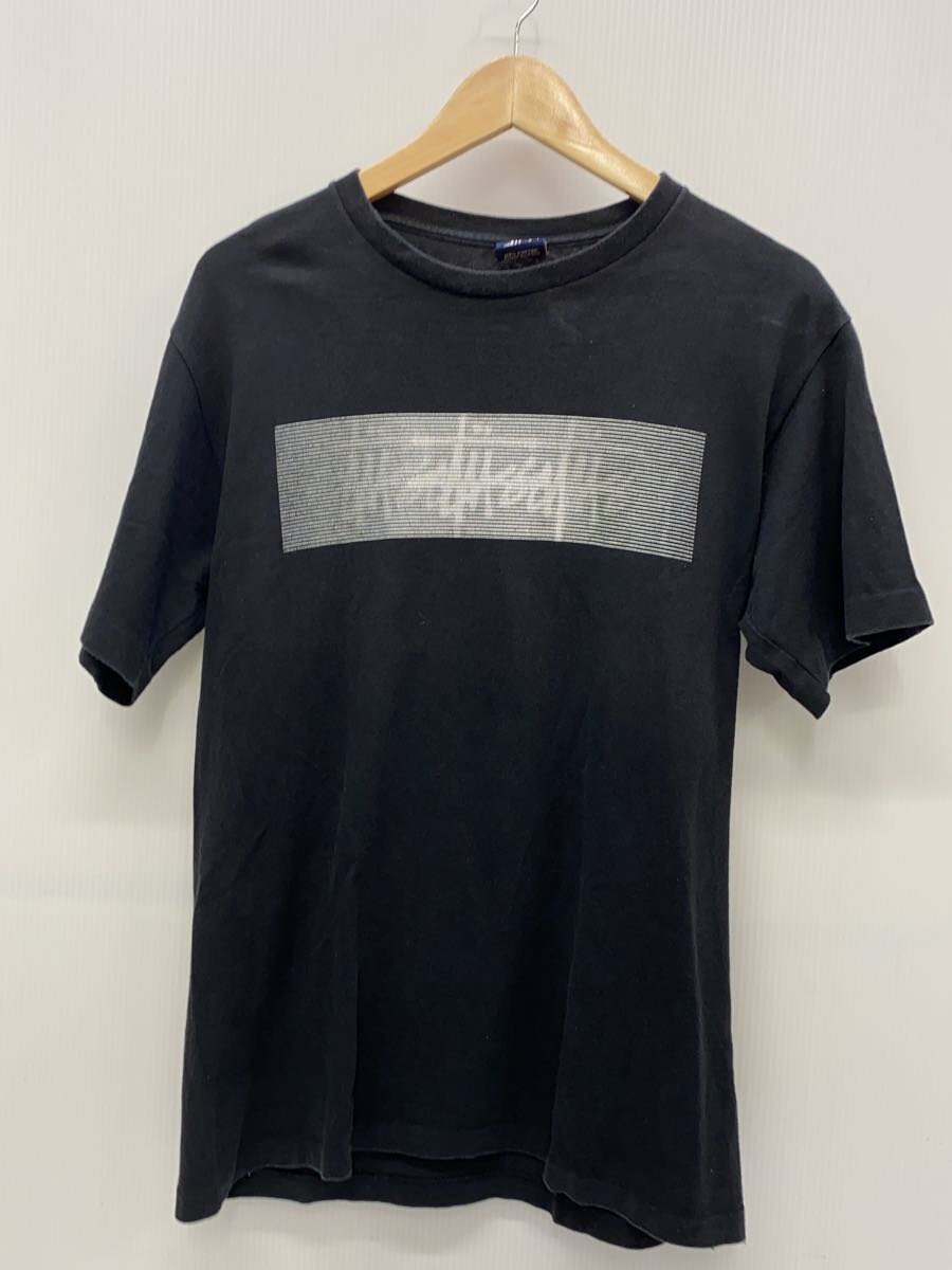 【中古】STUSSY◆90s/OLD STUSSY/モザイック手ぶり/USA製/紺下げ札/ティーシャツ/M/BLK【メンズウェア】