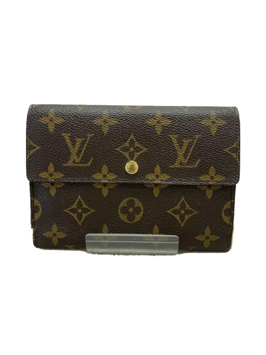 【中古】LOUIS VUITTON◆ポルト・トレゾール・エテュイ・パピエ_モノグラム・キャンバス_BRW/PVC/BRW/レディース【服飾雑貨他】