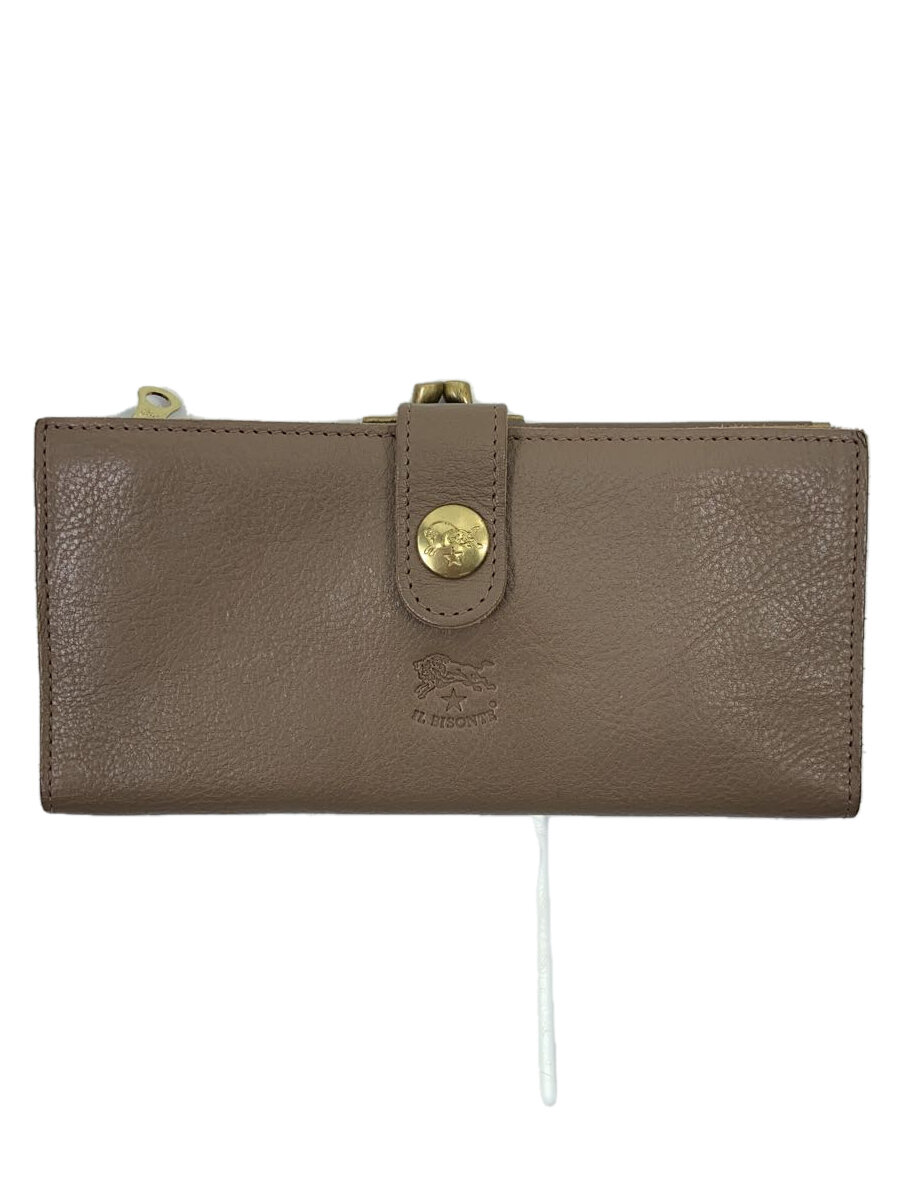【中古】IL BISONTE◆長銭入れ/牛皮/BEG/レディース/54-1-54192304140/ガマ口///【服飾雑貨他】
