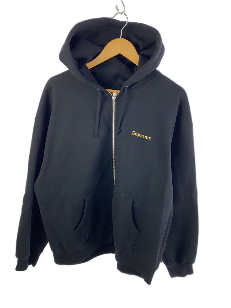 【中古】Supreme◆25SS/Crest Zip Up Hooded Sweatshirt/XL/綿織物/BLK【メンズウェア】