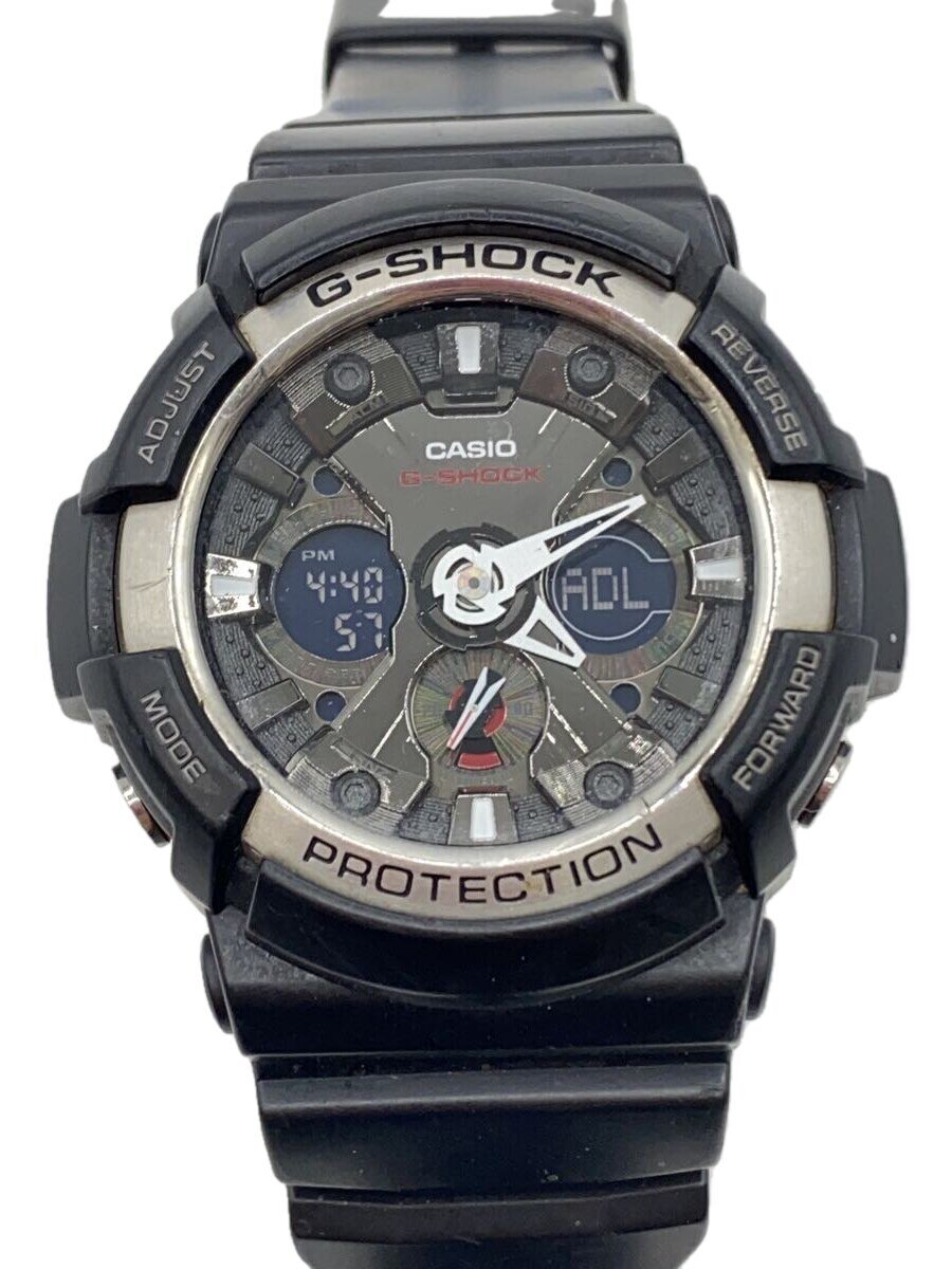 【中古】CASIO◆石英ウオッチ/デジアナ/天然ゴム/SLV/BLK/SS/GA-200//【服飾雑貨他】