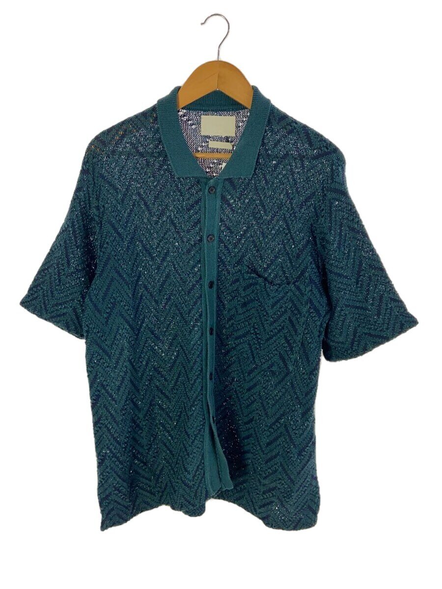 【中古】YOKE◆HERRINGBONE MESH SHIRT S/S/2/綿織物/緑であること/YK23SS0498S//【メンズウェア】