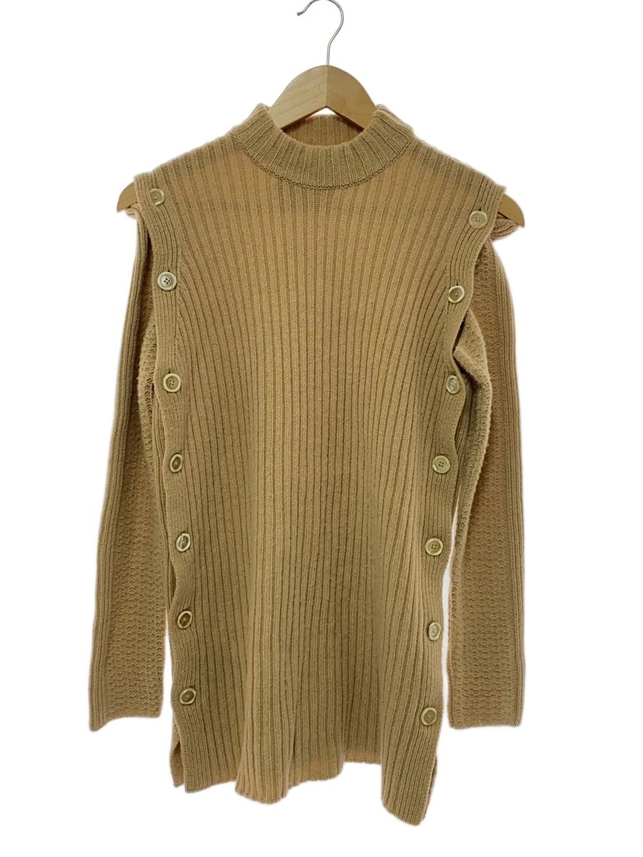 【中古】MARNI◆ハイネックニットセーター/38/羊毛/BEG/無地/TNMD0016A0/2019AW/編み地うつり変わり【レディース御召しもの】