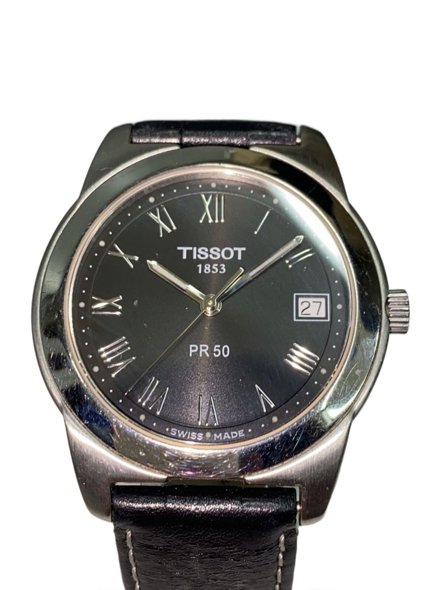 【中古】TISSOT◆ウオッチ/アナログ/なめし革/BLK/BLK/SS/1853//【服飾雑貨他】