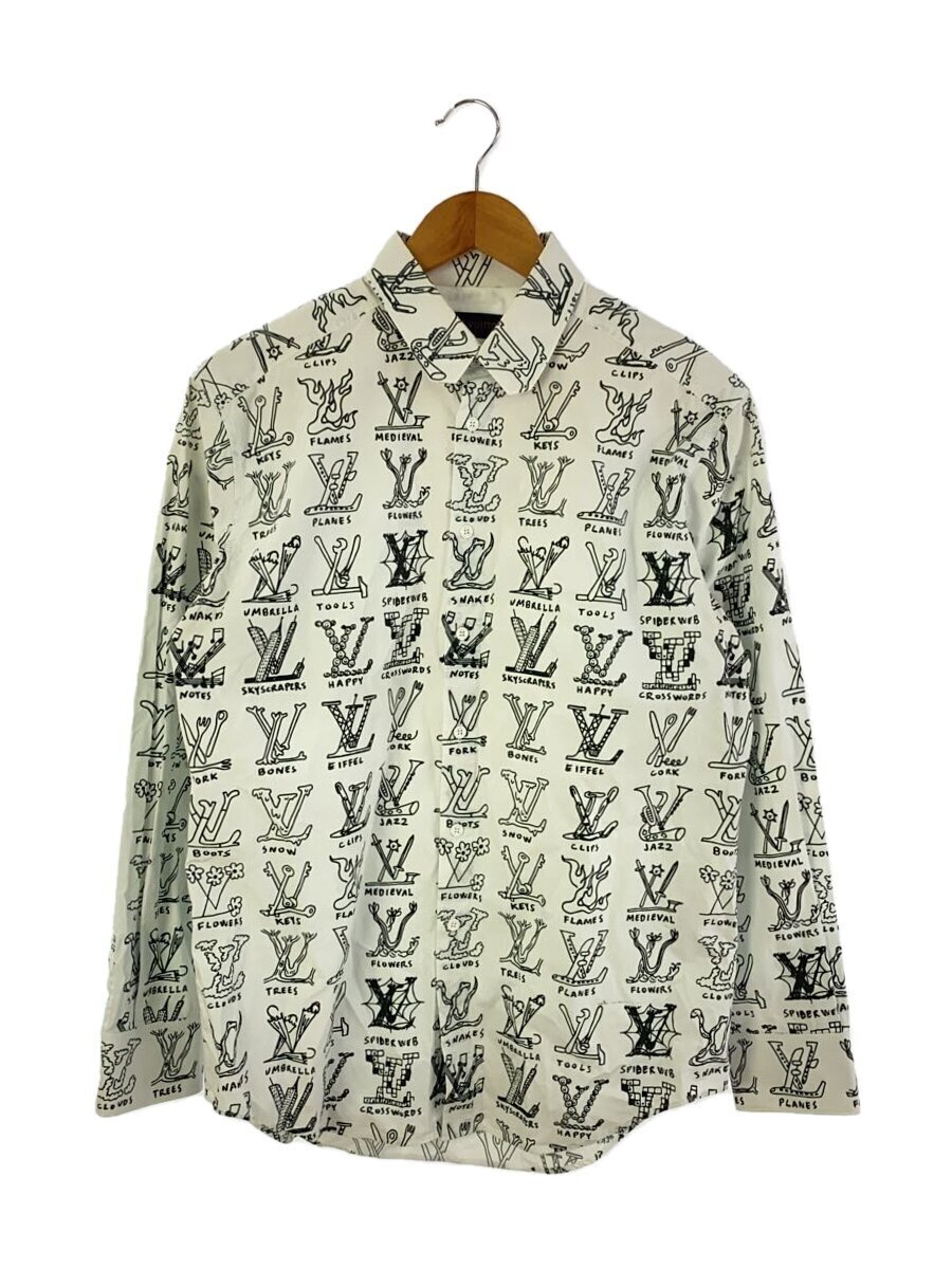 【中古】LOUIS VUITTON◆21ss/プレイズグラフィックシャツ/M/綿織物/WHT/総柄//【メンズウェア】