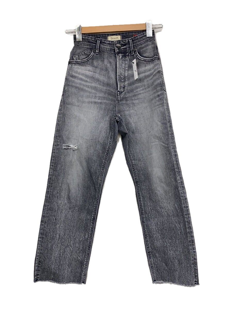 【中古】YANUK◆×先だつもの綾/ボーイズクロップド/クロップドパンツ/22/ジーンズ/GRY/無地【レディース御召しもの】