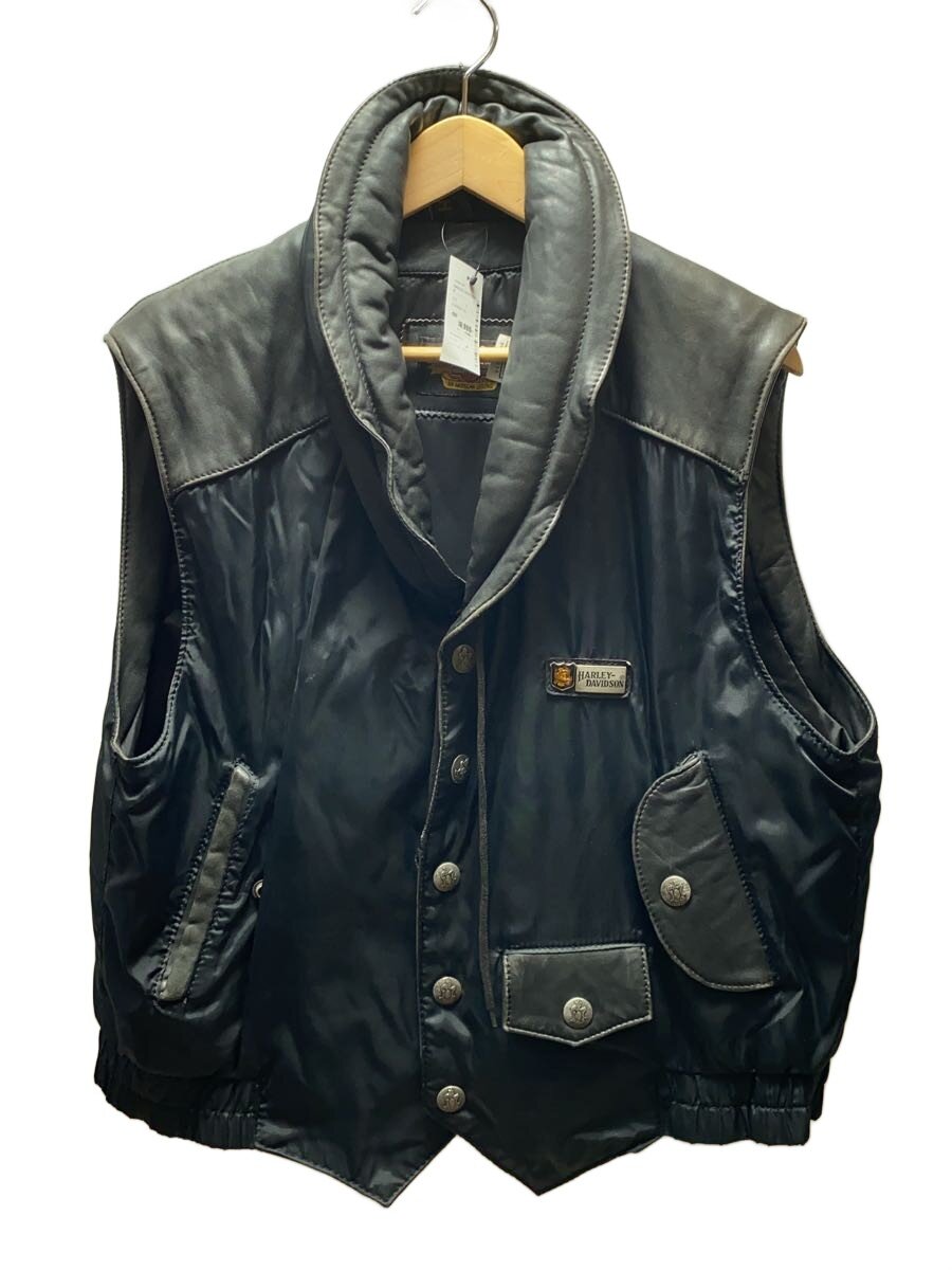 【中古】HARLEY DAVIDSON◆より良い/L/なめし革/BLK【メンズウェア】
